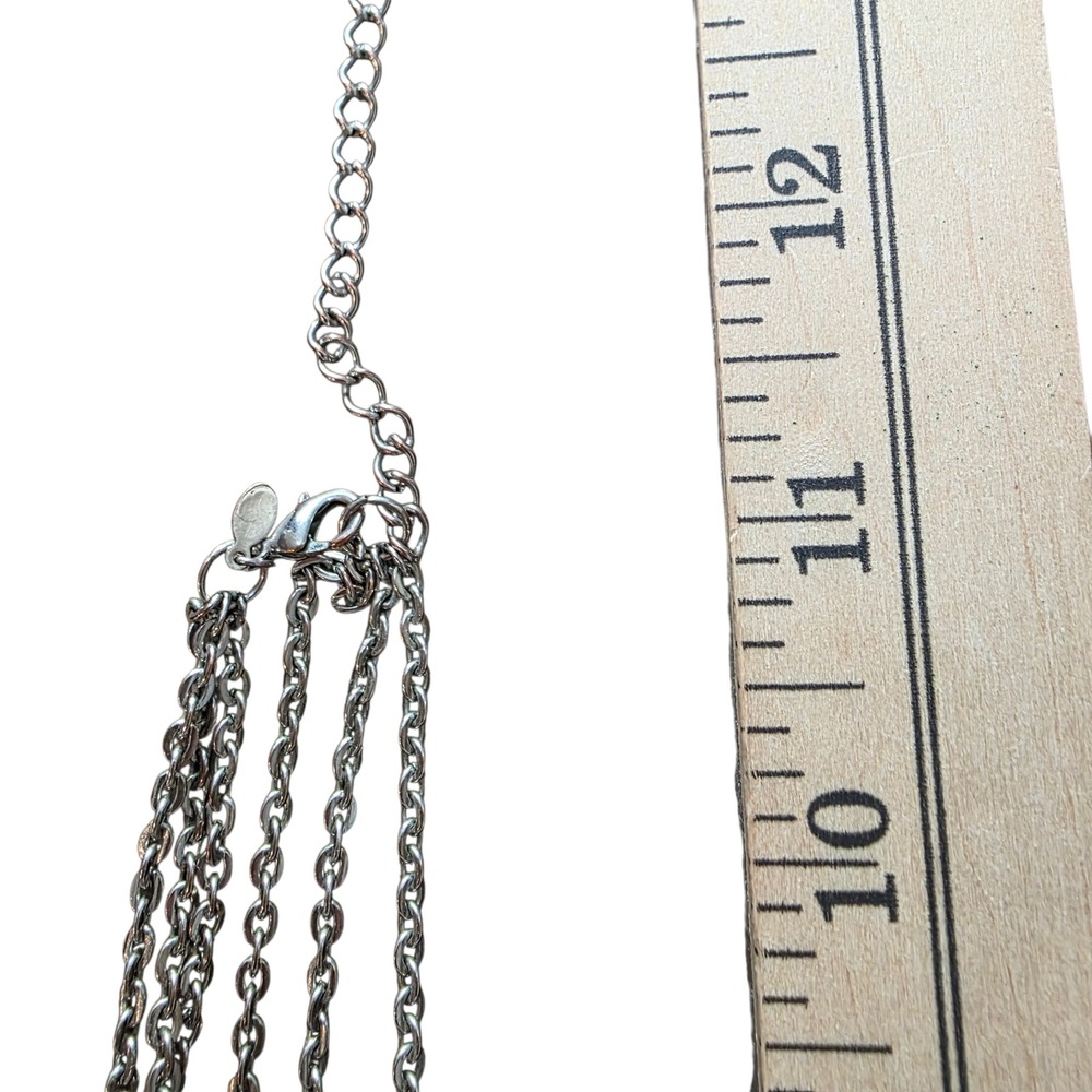 Layered Shell Pearl Charm Necklace Silver Tone Lobster Clasp Adjustable‎ - Picture 2 of 6